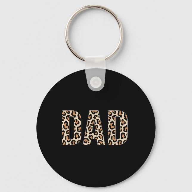 Dad Leopard Print Fathers Day Key Ring (Front)