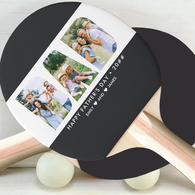 DAD Letter Cutout Photo Collage Custom Text Ping Pong Paddle (Creator Uploaded)