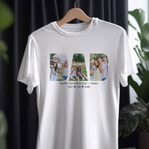 DAD Letter Cutout Photo Collage Custom Text T-Shirt
