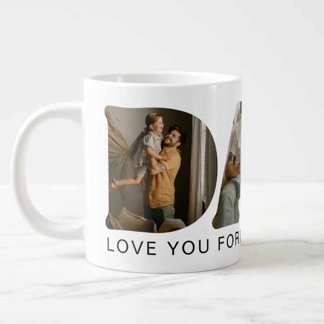 DAD Letter Photo Collage Father's Day Large Coffee Mug (Left)