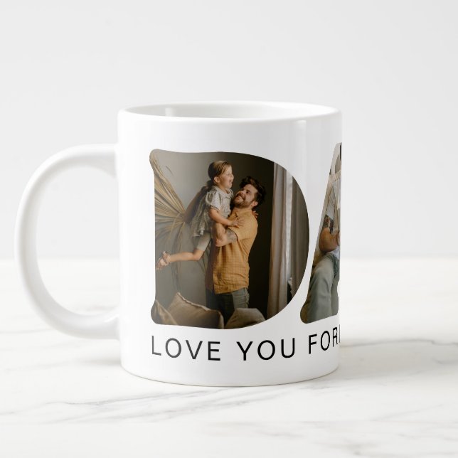 DAD Letter Photo Collage Large Coffee Mug (Left)