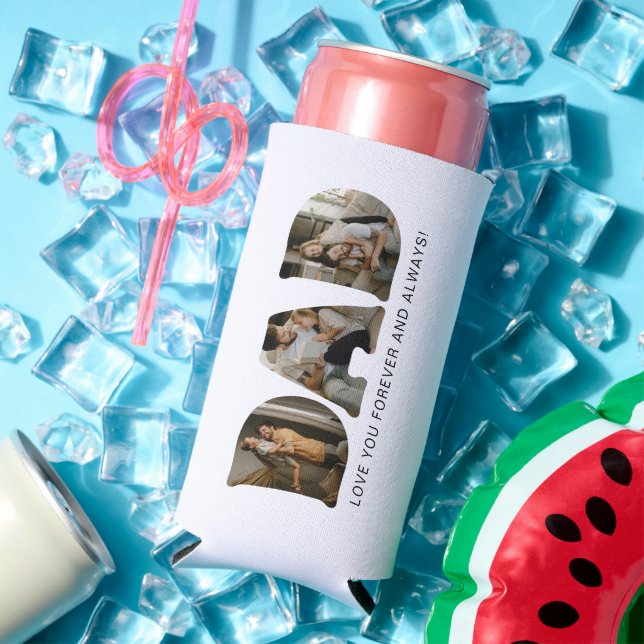 DAD Letter Photo Collage Seltzer Can Cooler (In Situ Summer)