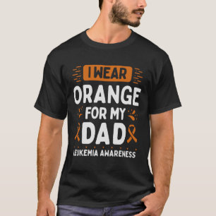 Dad Leukaemia Awareness Papa Warrior Orange Ribbon T-Shirt