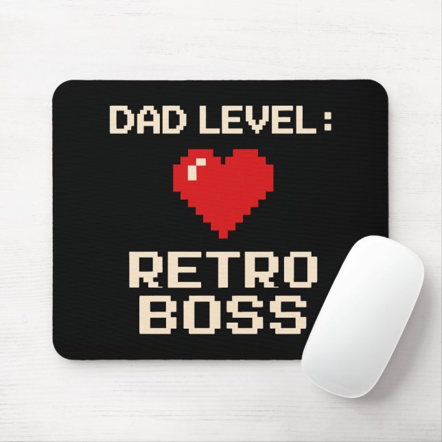 Dad Level: Retro Gaming Boss Design Mouse Mat (With Mouse)