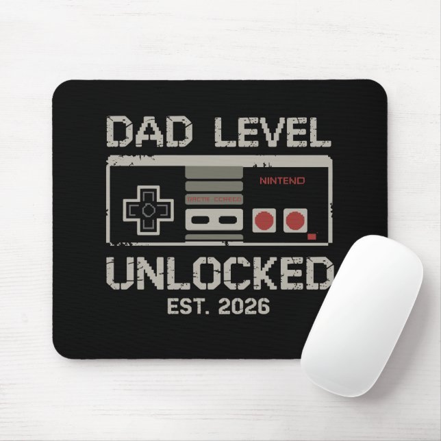 Dad Level Unlocked 2026 Soon to Be Gamer Daddy Mouse Mat (With Mouse)