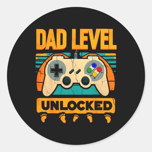 Dad Level Unlocked Father&#; s Day New Dad  Classic Round Sticker (Front)