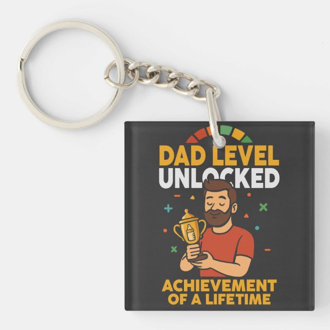Dad Level Unlocked – Funny Father’s Day gift Key Ring (Front)
