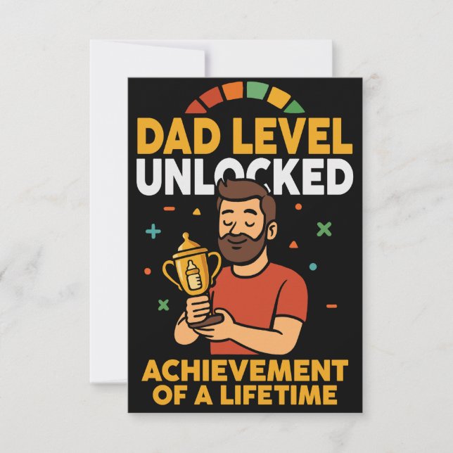 Dad Level Unlocked – Funny Father’s Day Gift Thank You Card (Front)