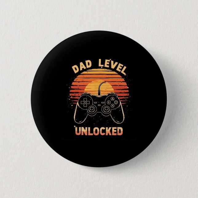 Dad Level Unlocked Funny Retro New Dad Gamer  6 Cm Round Badge (Front)