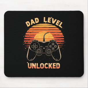 Dad Level Unlocked Funny Retro New Dad Gamer Mouse Mat