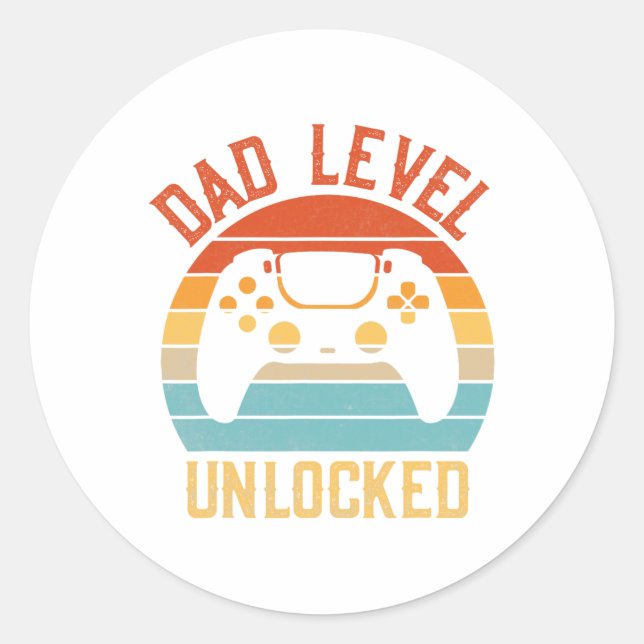 Dad Level Unlocked - Game Lover Gamer Soon To Be F Classic Round Sticker (Front)