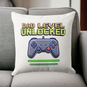 Dad Level Unlocked Gamer Dad First Father's Day Cushion