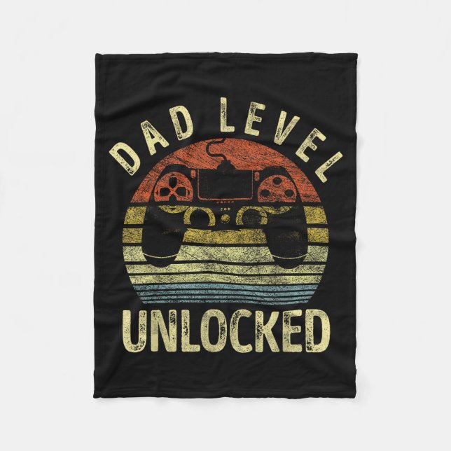 Dad Level Unlocked, Gaming Dad Video Gamer Dad, Fu Fleece Blanket (Front)
