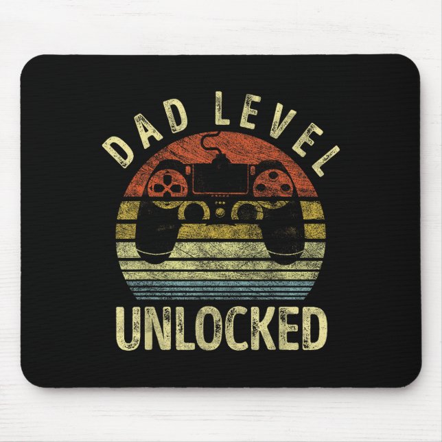 Dad Level Unlocked, Gaming Dad Video Gamer Dad, Fu Mouse Mat (Front)