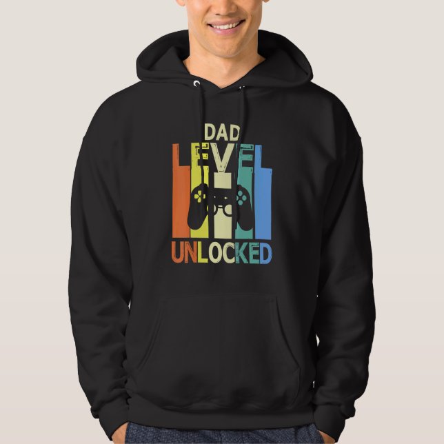 Dad Level Unlocked Happy Father Day Gamer Daddy Pa Hoodie (Front)