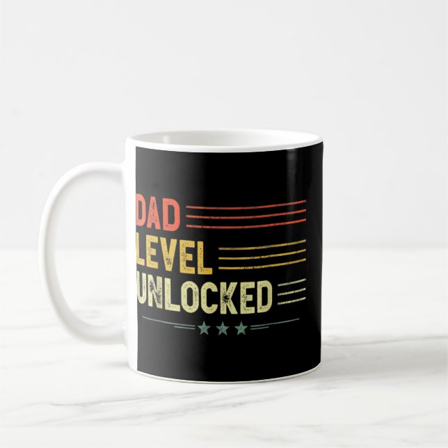 Dad Level Unlocked New Dad Father Pregnancy Announ Coffee Mug (Left)