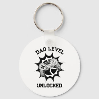 Dad Level Unlocked Retro Gamer Quote Key Ring
