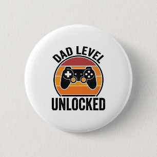 Dad Level Unlocked Vintage Gamer Shirt Design_1 6 Cm Round Badge