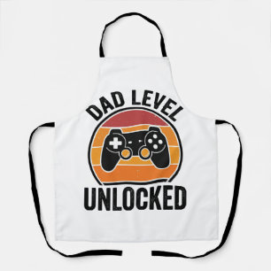 Dad Level Unlocked Vintage Gamer Shirt Design_1 Apron