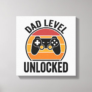 Dad Level Unlocked Vintage Gamer Shirt Design_1 Canvas Print