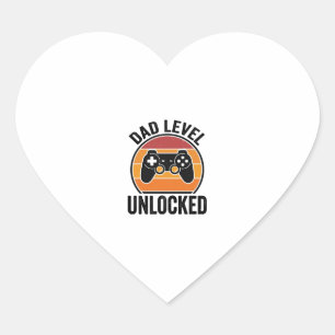 Dad Level Unlocked Vintage Gamer Shirt Design_1 Heart Sticker