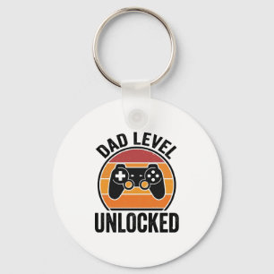 Dad Level Unlocked Vintage Gamer Shirt Design_1 Key Ring