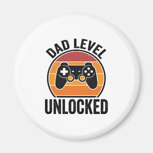 Dad Level Unlocked Vintage Gamer Shirt Design_1 Magnet