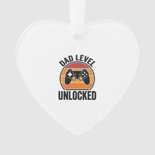 Dad Level Unlocked Vintage Gamer Shirt Design_1 Ornament