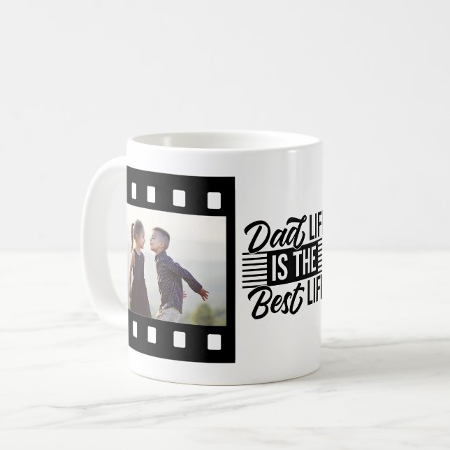 Dad Life Is Best Birthday Photo Template Coffee Mug (Front Left)