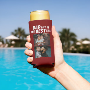 Dad Life is the Best Life 2 Photos Father Red Seltzer Can Cooler