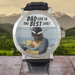 Dad Life is the Best Life Family Photo  Watch<br><div class="desc">Dad Life is the Best Life Family Photo Watch. This personalised watch is the perfect gift for any dad out there who knows that being a dad is the best thing that has ever happened to him. The design features the quote "Dad life is the best life" in bold letters...</div>
