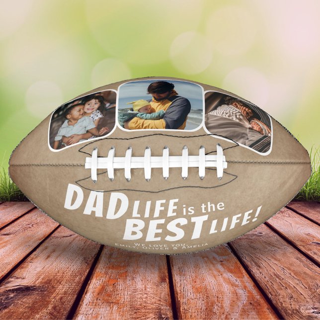Dad Life is the Best Life Rustic Family 3 Photos American Football (Creator Uploaded)