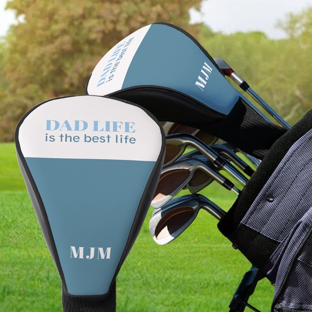 Dad Life is the Best Life Teal Ivory Monogrammed Golf Head Cover (Creator Uploaded)