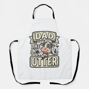 Dad Like No Udder Funny Cow Vintage Vector Design_ Apron