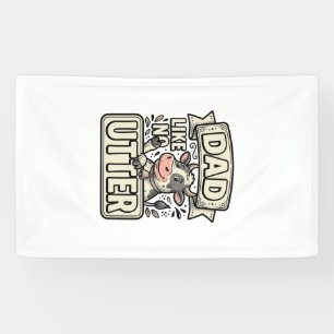 Dad Like No Udder Funny Cow Vintage Vector Design_ Banner
