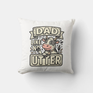 Dad Like No Udder Funny Cow Vintage Vector Design_ Cushion