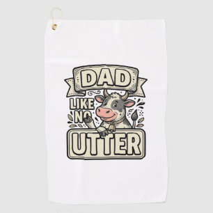 Dad Like No Udder Funny Cow Vintage Vector Design_ Golf Towel