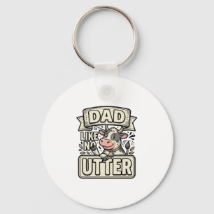 Dad Like No Udder Funny Cow Vintage Vector Design_ Key Ring