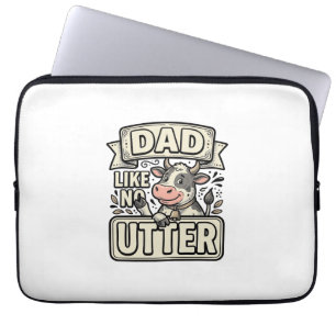 Dad Like No Udder Funny Cow Vintage Vector Design_ Laptop Sleeve