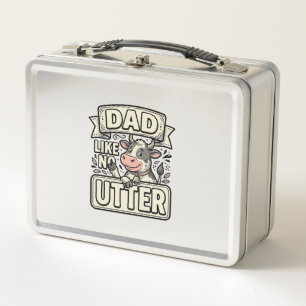 Dad Like No Udder Funny Cow Vintage Vector Design_ Metal Lunch Box