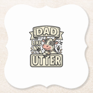Dad Like No Udder Funny Cow Vintage Vector Design_ Paper Coaster