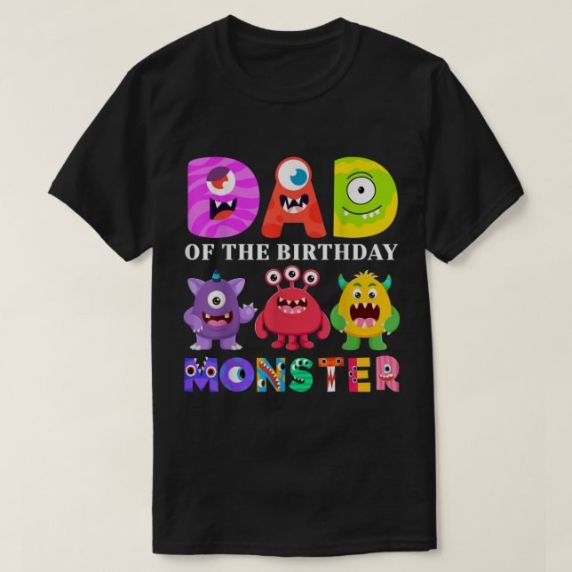 Dad Little Monster Kids 1st Birthday Party Family  T-Shirt (Design Front)