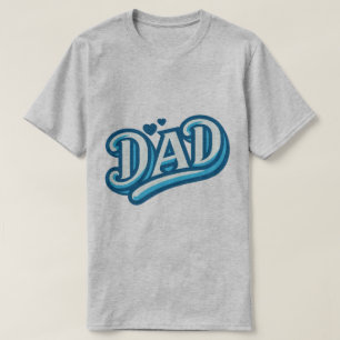 Dad Love Hearts Typography Graphic T-Shirt 