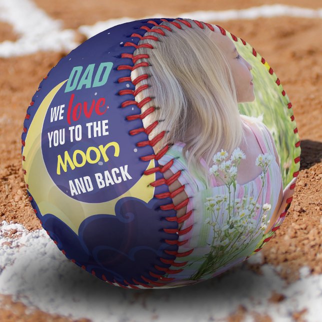 Dad Love You To The Moon & Back |  Photo Collage Baseball (Creator Uploaded)