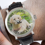 Dad Love You to the Ruff and Back Photo Watch<br><div class="desc">Personalised photo watch - perfect for a golf dad from the dog - but you are welcome to customise the text as you wish. Upload your favourite photo and it will be displayed with a semi-opaque border overlay, as a base for the typography. The wording currently reads "Dad, I love...</div>