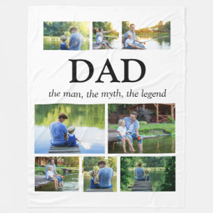 Dad Man Myth Legend 8 Photo Collage   Fleece Blanket
