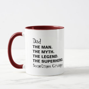 Dad Man Myth Legend Sometimes Grumpy Typography Mug