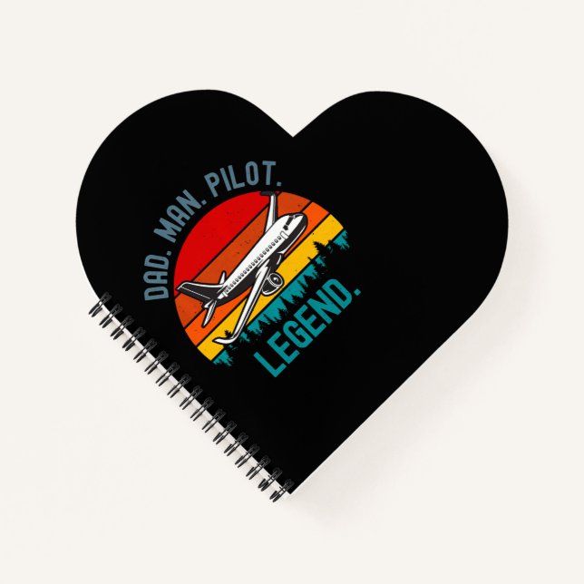 Dad Man Pilot Legend Sunset Design Pullover Gift Notebook (Front)