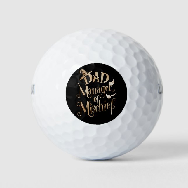 Dad Manager Of Mischief Magical Wizard Fathers Day Golf Balls (Front)