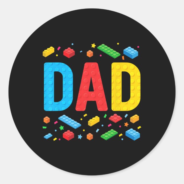 Dad Master Builder Building Bricks Blocks Family F Classic Round Sticker (Front)
